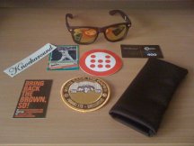 The first Bring Back The Brown glasses that San Diego based company, Knockaround did. They sent out a cool Padres related related package to those who ordered it. Unfortunately, I got a Jack Clark card with mine.